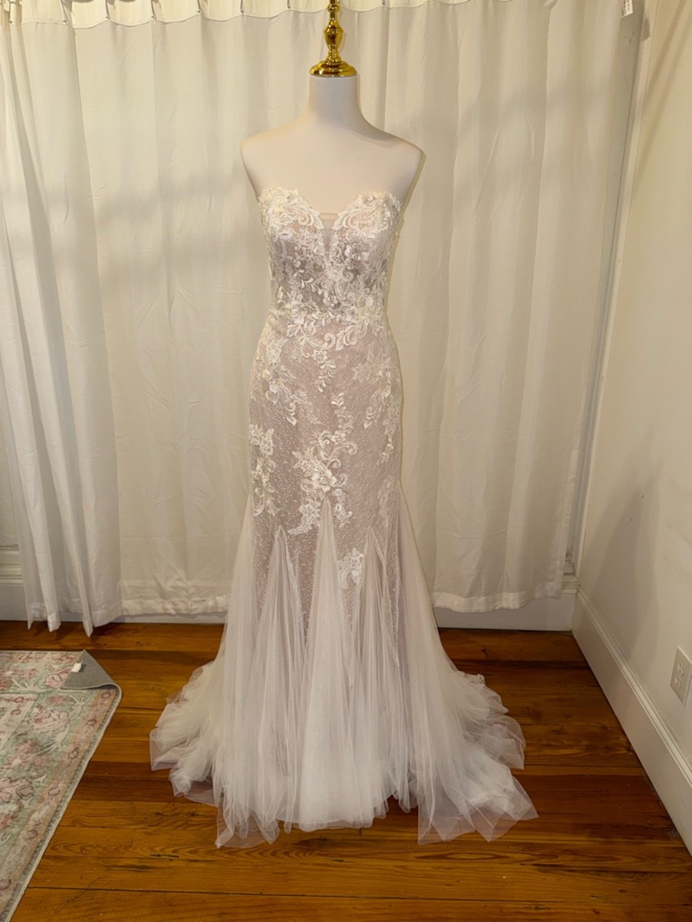 Strapless Lace & Tulle Wedding Gown in Ivory